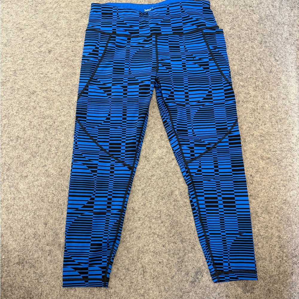 Sweaty Betty Power Leggings | Blue Print 7/8 Length | Women’s Size L / 12